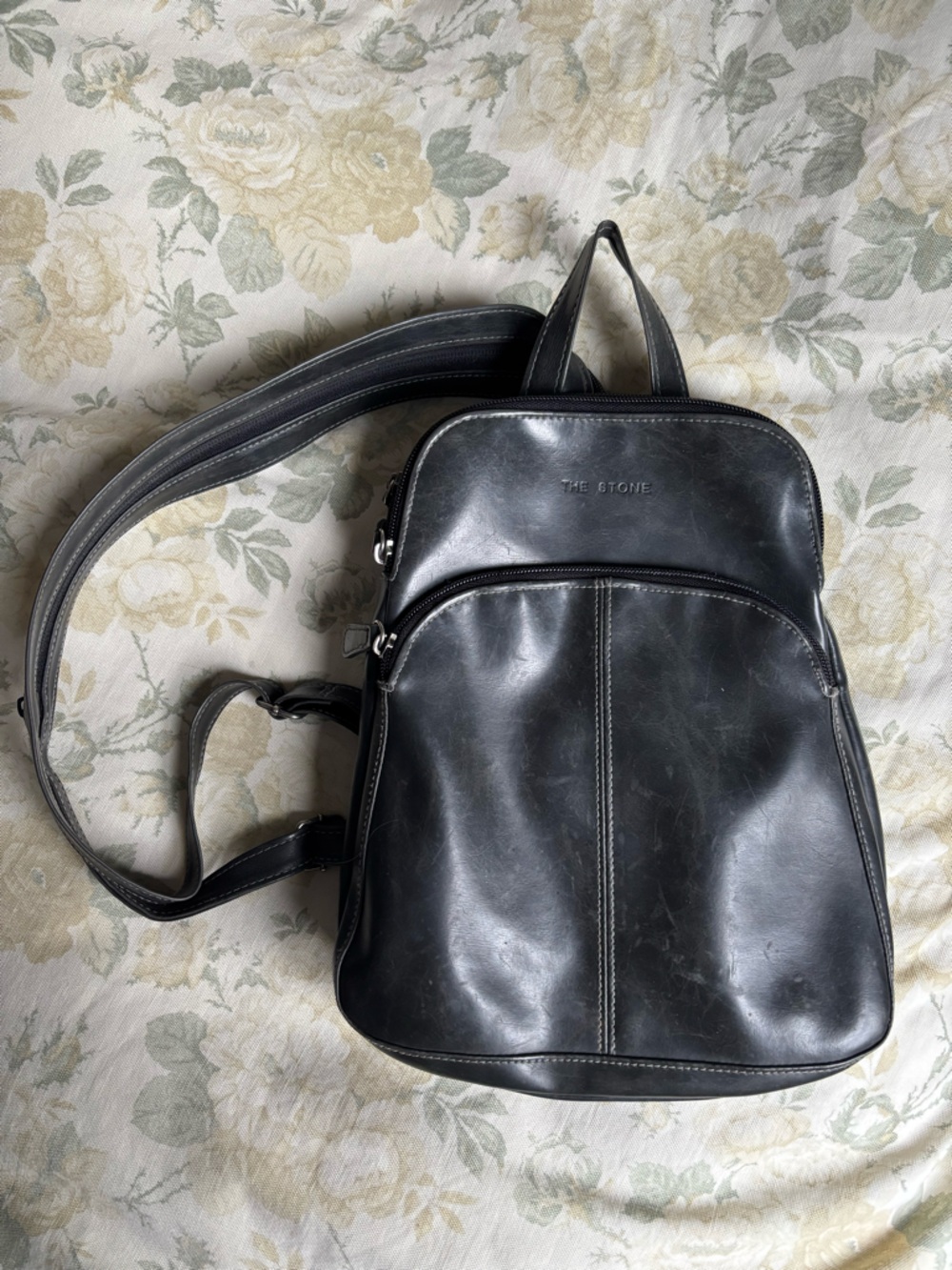 Vintage pleather sling backpack